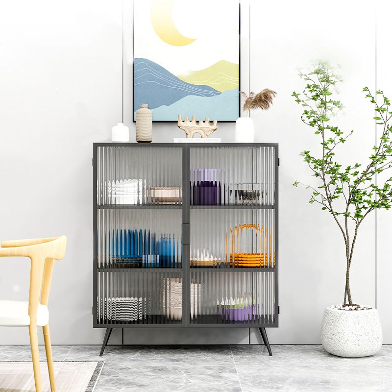 Modern Metal China Cabinet Glass Doors Hutch Cabinet with 4 Shelves for Living Room Clearhalo 'Display & China Cabinets' 'display_china_cabinets' 'furn' 'furn_display_china_cabinets' 'Furniture' 'Kitchen & Dining Furniture' 1200x1200_5d1d6f20-9cde-4fad-b52a-7c31ef998f17
