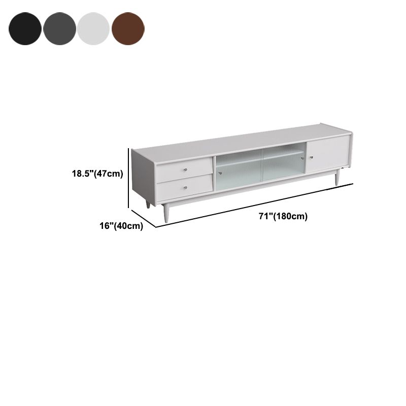 Traditional TV Stand Console with Drawers Rubberwood TV Media Stand