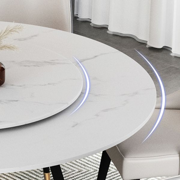 Sintered Stone Dining Table Round Modern Dining Table with Black Frame Clearhalo ' dining_table' 'Dining Tables & Seating' 'Dining Tables' 'furn' 'furn_dining_table' 'Furniture' 'furniture_dining_table' 'Kitchen & Dining Furniture' 'kitchen&dining_furn' 'kitchen' 'kitchen_dining_table' 1200x1200_5d1e02b2-4caa-495b-9ecb-2ba43e4671cb