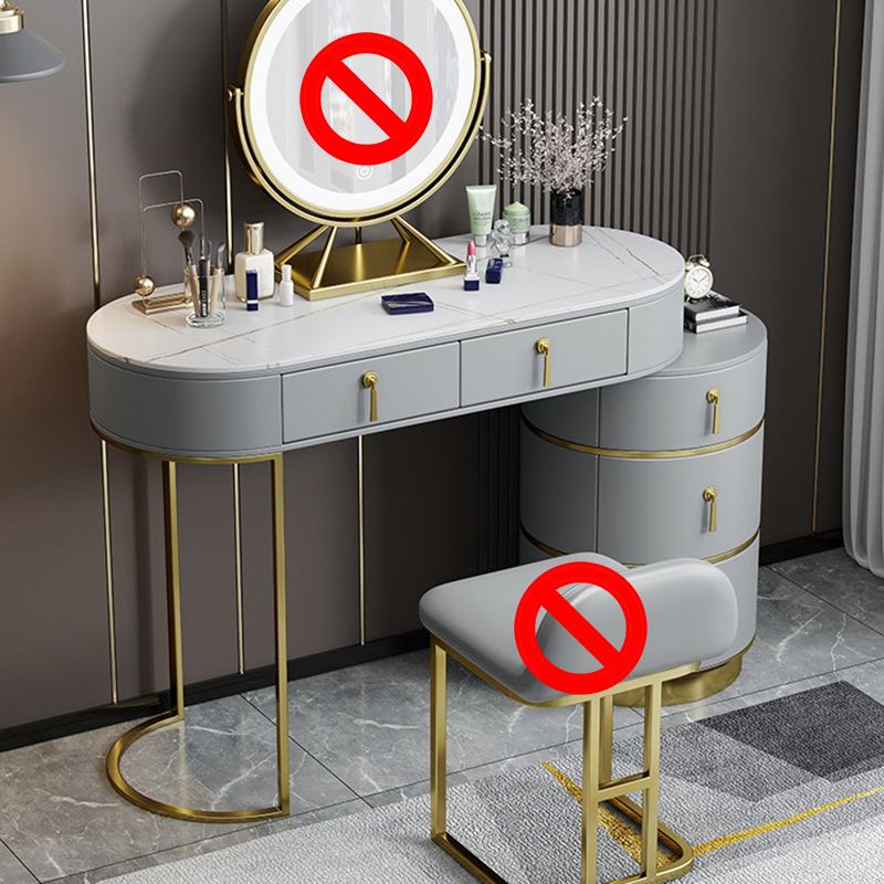 Tavoli da vanità in pietra 23.62 "tavolo da trucco largo con 5 cassetti