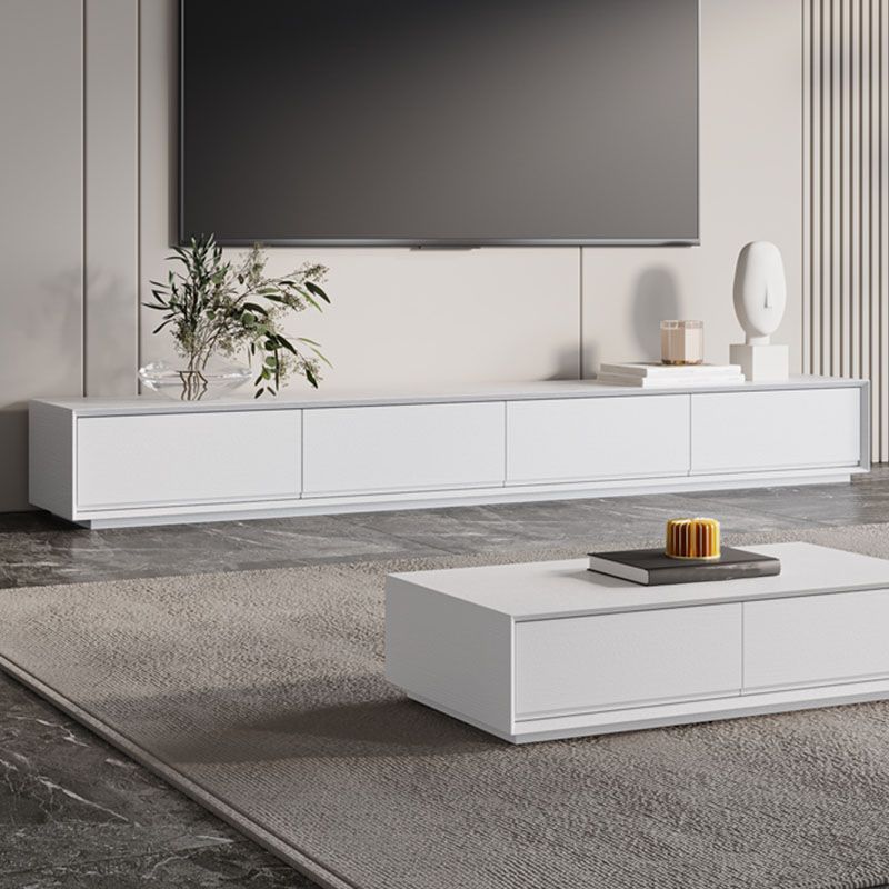 Contemporary TV Console White Wood/Stone Top TV Stand with Soft Close Drawers Clearhalo 'furn' 'furn_tv_stands_entertainment_centers' 'Furniture' 'Living Room Furniture' 'TV Stands & Entertainment Centers' 'TV Stands & Media Storage Furniture' 'tv_stands_entertainment_centers' 1200x1200_5d1e3e8d-eb57-49fe-89ab-43e2d040621c