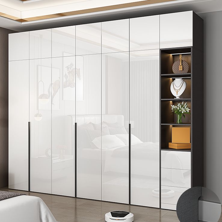 Zeitgenössische technische Holzgarderobe Spiegelgesperrter Kleiderschrank mit 1 Schublade