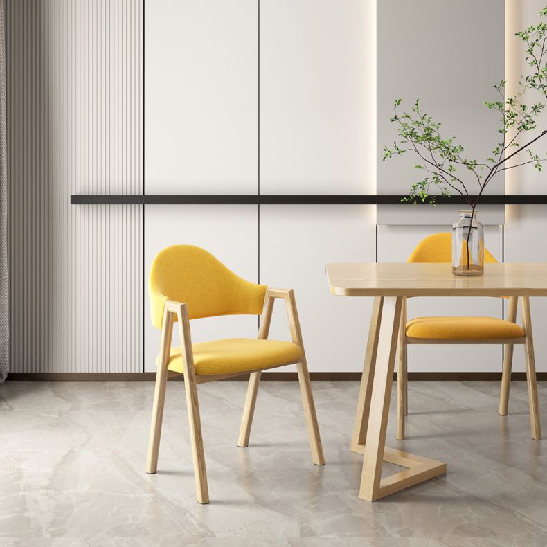 Scandinavian Study Room Metal Arm Chair Colorful Open Dining Chair with Natural Legs Clearhalo ' kitchen&dining_furn' 'Dining Chairs' 'Dining Tables & Seating' 'dining_chair' 'furn' 'furn_dining_chair' 'Furniture' 'furniture_dining_chair' 'Kitchen & Dining Furniture' 'kitchen' 1200x1200_5d1f9316-afc0-4298-8337-45d860711473