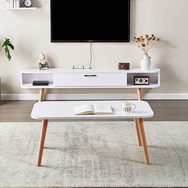 Consola de TV de 15,75 pulgadas de alto puesto de consolas de televisión de madera escandinava con estante abierto