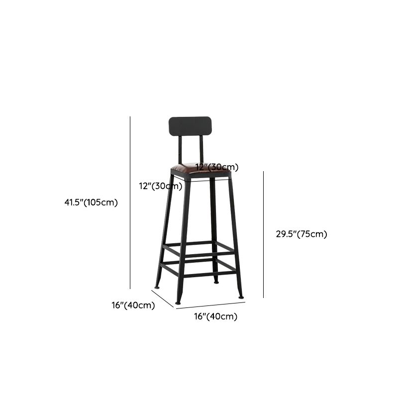 Contemporary Square Dining Stools Metal Bar Stools with Footrest