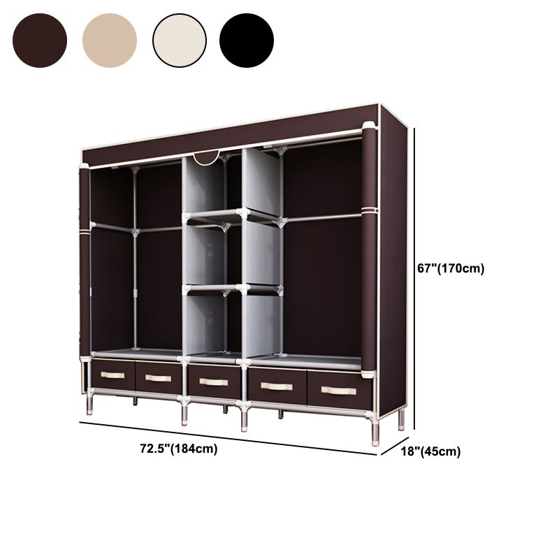 Modern Bedroom Wardrobe Armoire Steel Frame Wardrobe with Drawers Clearhalo 'Armoires & Wardrobes' 'armoires_wardrobes' 'Bedroom Furniture' 'furn' 'furn_armoires_wardrobes' 'Furniture' 1200x1200_5d22a5ba-0aa6-4d50-ab10-03dd4b1ccc5e