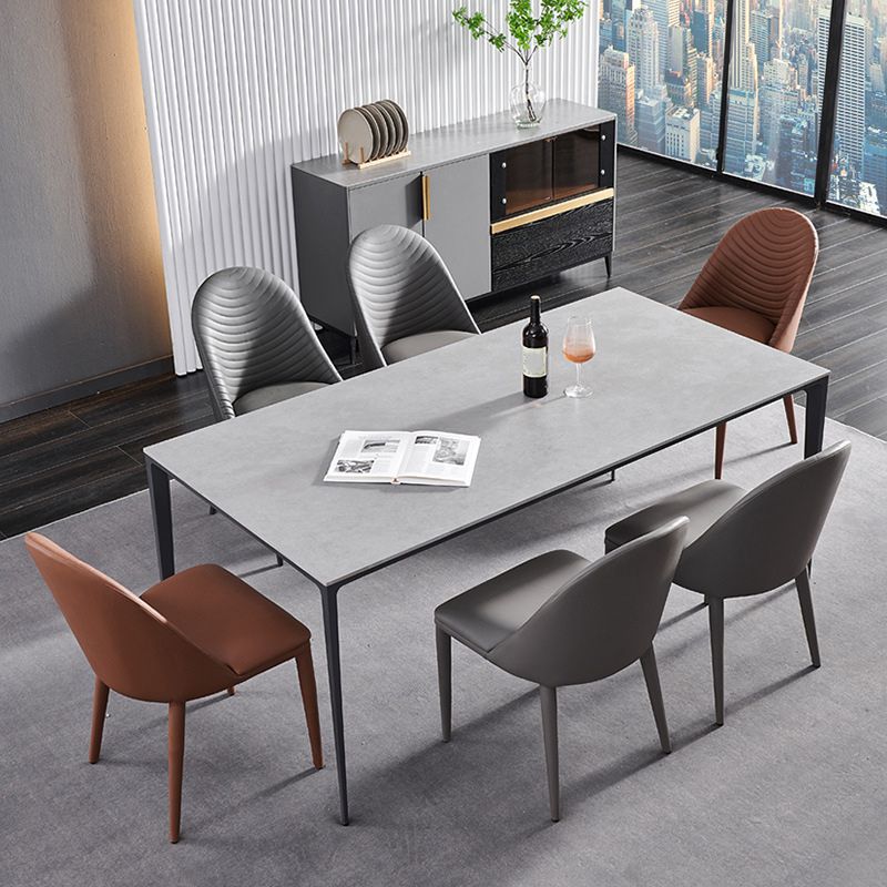 Eigentijdse faux lederen eetstoelen stoelen metalen armloze eetkamerstoelen