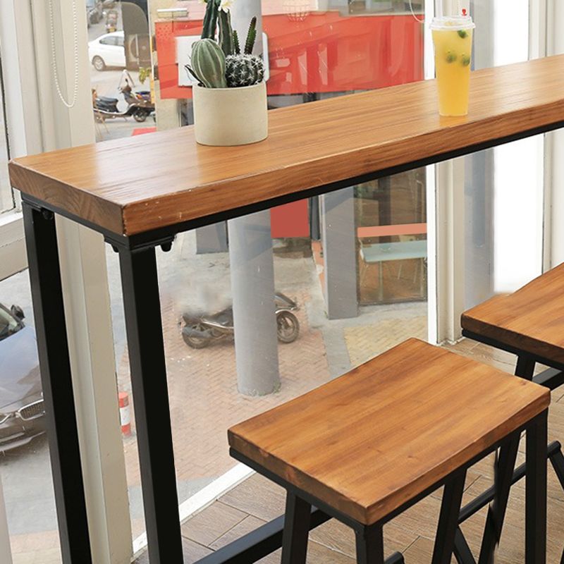 Contemporary Rectangle Bar Table Solid Wood Brown Colour Bar Dining Table with Footrest Clearhalo 'Bar Furniture' 'Bar Tables' 'bar_tables' 'furn' 'furn_bar_tables' 'Furniture' 'Kitchen & Dining Furniture' 1200x1200_5d262583-32cc-48ab-a3bf-0ac09791a9a5