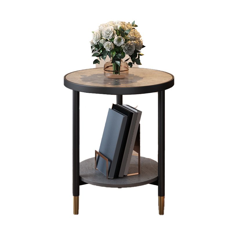 3 benen leisteen bijzettafel rondom minimalistische dubbele laag eindtafel