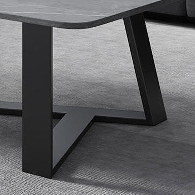 Glam Style Slate Top White Gold/black Top Black Metal Footer Coffee Table Clearhalo 'Coffee & Accent Tables' 'Coffee Tables' 'coffee_tables' 'furn' 'furn_coffee_tables' 'Furniture' 'Living Room Furniture' 1200x1200_5d29dc51-8f11-484e-8507-263c869587d8