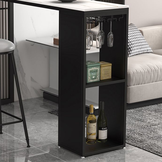Industrial Iron Bar Table Faux Marble Rectangle Top 41.3"H Bistro Table with Storage Clearhalo 'Bar Furniture' 'Bar Tables' 'bar_tables' 'furn' 'furn_bar_tables' 'Furniture' 'furniture_bar_tables' 'Kitchen & Dining Furniture' 1200x1200_5d2aa48b-a442-4edf-9cff-55d835d5b169