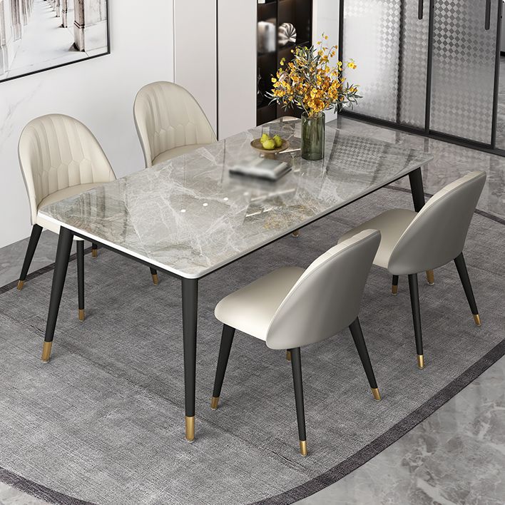 Glam Rectangle Dinette Set 1/4/5/7 Pieces Dining Table Set with Grey Sintered Stone Top Clearhalo 'Dining Room Sets' 'Dining Tables & Seating' 'dining_room_set' 'furn' 'furn_dining_room_set' 'Furniture' 'furniture_dining_room_set' 'Kitchen & Dining Furniture' 1200x1200_5d2aef86-feca-425e-99fc-41009917f16f