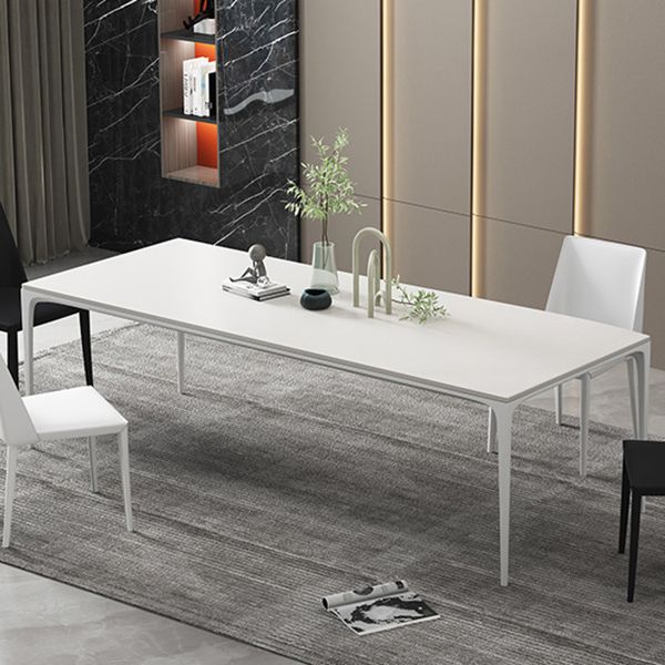 Modern White Sintered Stone Dining Table Rectangle Home Use Table with 4 Legs Clearhalo ' dining_table' 'Dining Tables & Seating' 'Dining Tables' 'Furniture' 'furniture_dining_table' 'Kitchen & Dining Furniture' 'kitchen&dining_furn' 'kitchen' 'kitchen_dining_table' 1200x1200_5d2b710e-06af-4e53-9e20-50bc3220515e