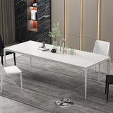 Modern White Sintered Stone Dining Table Rectangle Home Use Table with 4 Legs Clearhalo ' dining_table' 'Dining Tables & Seating' 'Dining Tables' 'Furniture' 'furniture_dining_table' 'Kitchen & Dining Furniture' 'kitchen&dining_furn' 'kitchen' 'kitchen_dining_table' 1200x1200_5d2b710e-06af-4e53-9e20-50bc3220515e