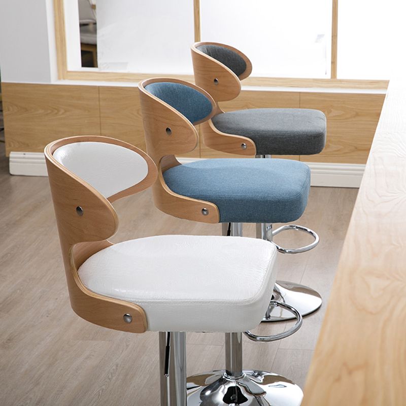 Modern Backrest Liftable Stool Steel Household Bar Stool with Cushion and Pedal Clearhalo 'Bar Furniture' 'Bar Stools' 'bar_stools' 'furn' 'furn_bar_stools' 'furniture_bar_stools' 'Kitchen & Dining Furniture' 'kitchen&dining_furn' 'kitchen' 'kitchen_furn' Furniture' 1200x1200_5d2b9fa4-1e17-447d-9d4a-d07eabcbdb63