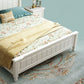 French Country Standard Bed Rubberwood and Pine Wood Panel Bed White