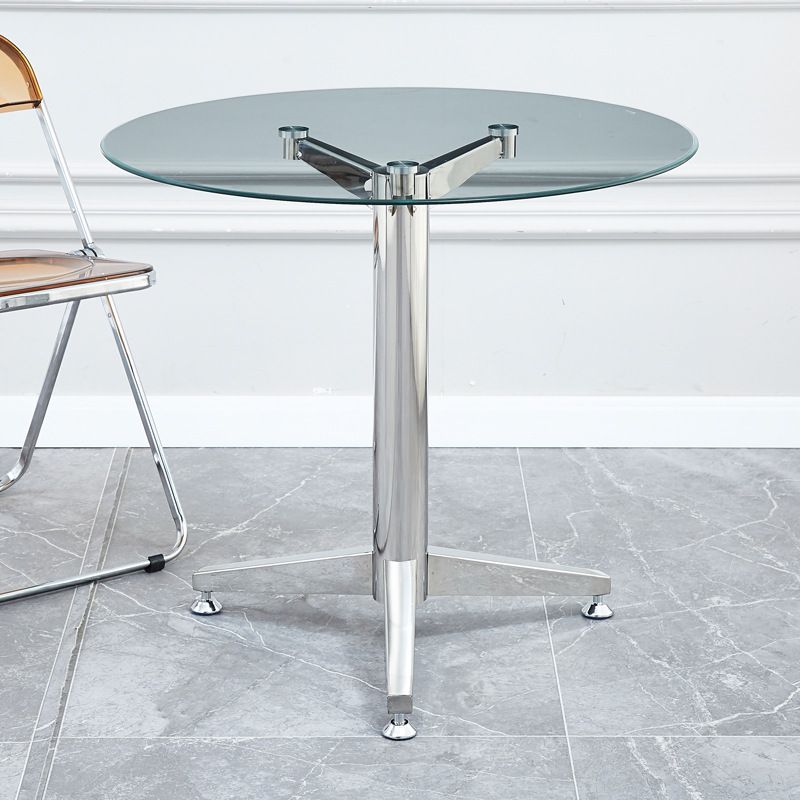 Glass Top Dining Table Modern Dining Table with Pedestal Base Clearhalo 'Dining Tables & Seating' 'Dining Tables' 'dining_table' 'Furniture' 'furniture_dining_table' 'Kitchen & Dining Furniture' 'kitchen' 'kitchen_dining_table' 1200x1200_5d2e75c3-a083-4f34-95d1-d103f87b7585