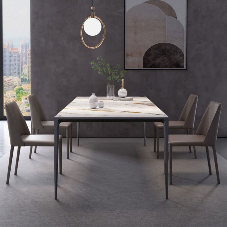 Stone Top Dining Table Contemporary Dining Table with 4 Legs in Black Clearhalo ' dining_table' 'Dining Tables & Seating' 'Dining Tables' 'furn' 'furn_dining_table' 'Furniture' 'furniture_dining_table' 'Kitchen & Dining Furniture' 'kitchen&dining_furn' 'kitchen' 'kitchen_dining_table' 1200x1200_5d2fc934-41c7-4f8c-bc33-f2608a4f9cf9