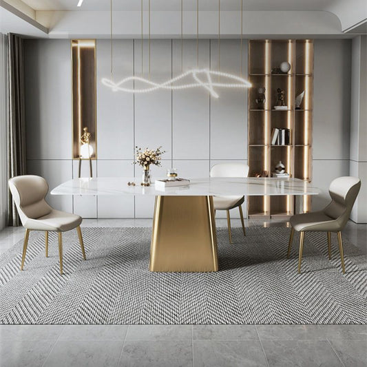 北欧のグラム焼結石ダイニング楕円形のテーブルセット