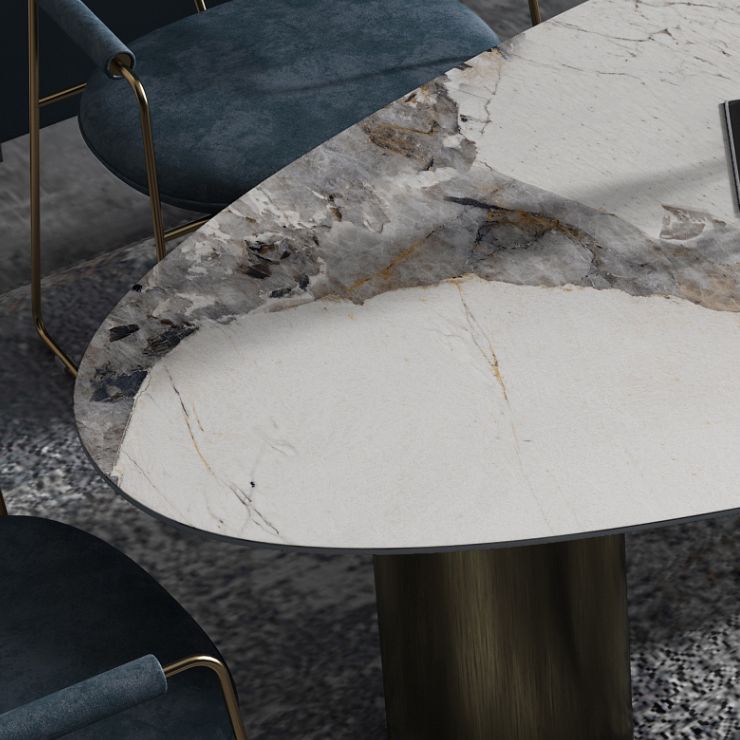 Glam Sintered Stone Standard Dining Table Oval Dining Table with 3 Legs Clearhalo ' dining_table' 'Dining Tables & Seating' 'Dining Tables' 'furn' 'furn_dining_table' 'Furniture' 'furniture_dining_table' 'Kitchen & Dining Furniture' 'kitchen&dining_furn' 'kitchen' 'kitchen_dining_table' 1200x1200_5d31caab-3174-41c0-a453-2ecbcd1d4d4c
