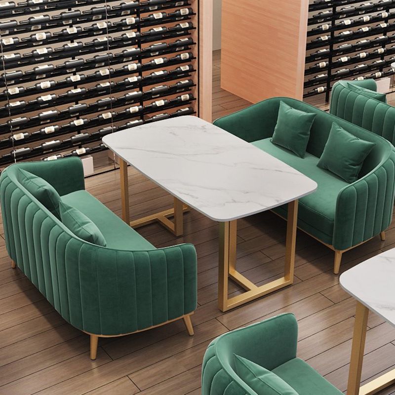 Slate and Metal Table Glam Style Restaurant Rectangular Dining Table