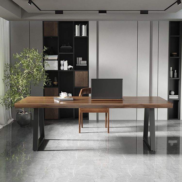 Zeitgenössischer Massivholz -Büro -Schreibtisch Rechteckiger Eisenschreibtisch für Büro