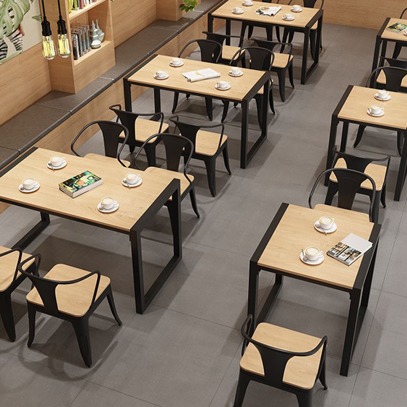 Industrial Kitchen Dining Chairs Metal Slat Back Chairs in Black