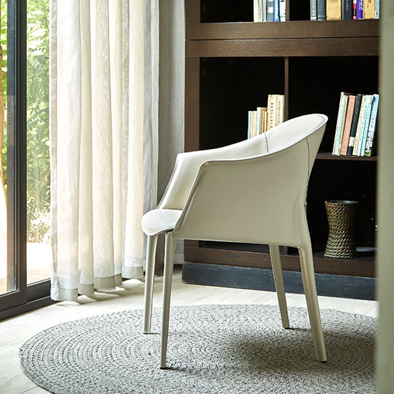 Minimalist Kitchen Dining Arm Chair Solid Back PU Leather Dining Arm Chair Clearhalo ' kitchen&dining_furn' 'Dining Chairs' 'Dining Tables & Seating' 'dining_chair' 'furn' 'furn_dining_chair' 'Furniture' 'furniture_dining_chair' 'Kitchen & Dining Furniture' 'kitchen' 1200x1200_5d383577-73aa-4cc2-a03d-ea7da710ec36