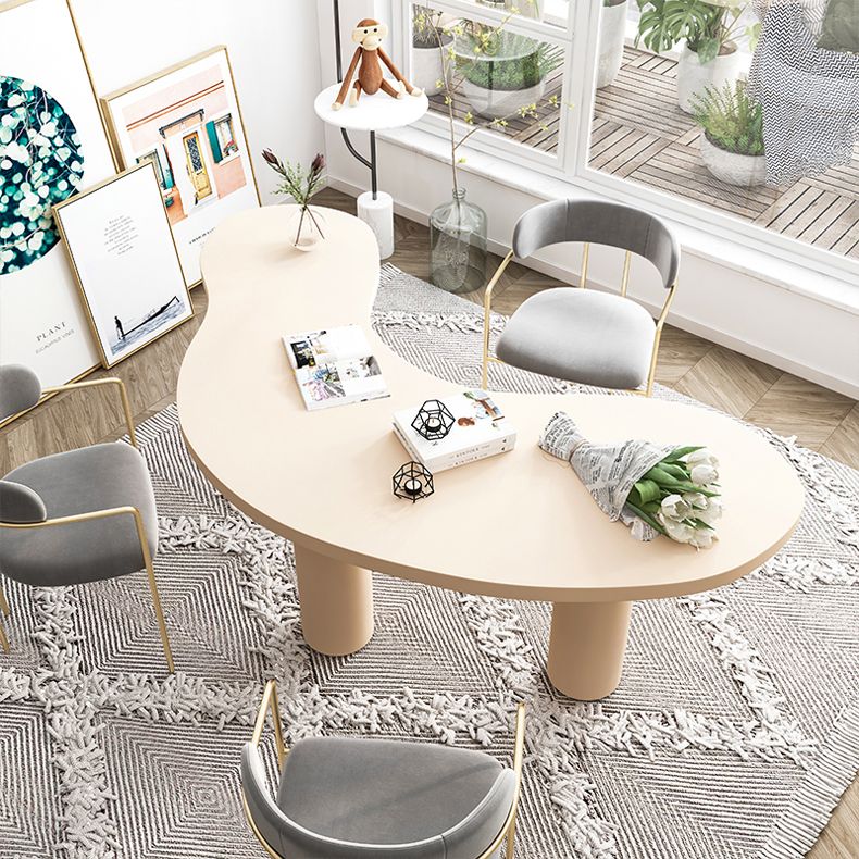 パインソリッドウッドライティングデスクインダストリアルスタイルの台座ベースオフィスデスク