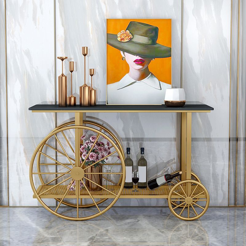 Glam Rectangle Accent Table Stone Sofa Console Table with Shelf for Hall Clearhalo 'Console Tables' 'console_tables' 'Entry & Mudroom Furniture' 'furn' 'furn_console_tables' 'Furniture' 1200x1200_5d3b320b-4ea3-417b-9484-1d6ad2762fed