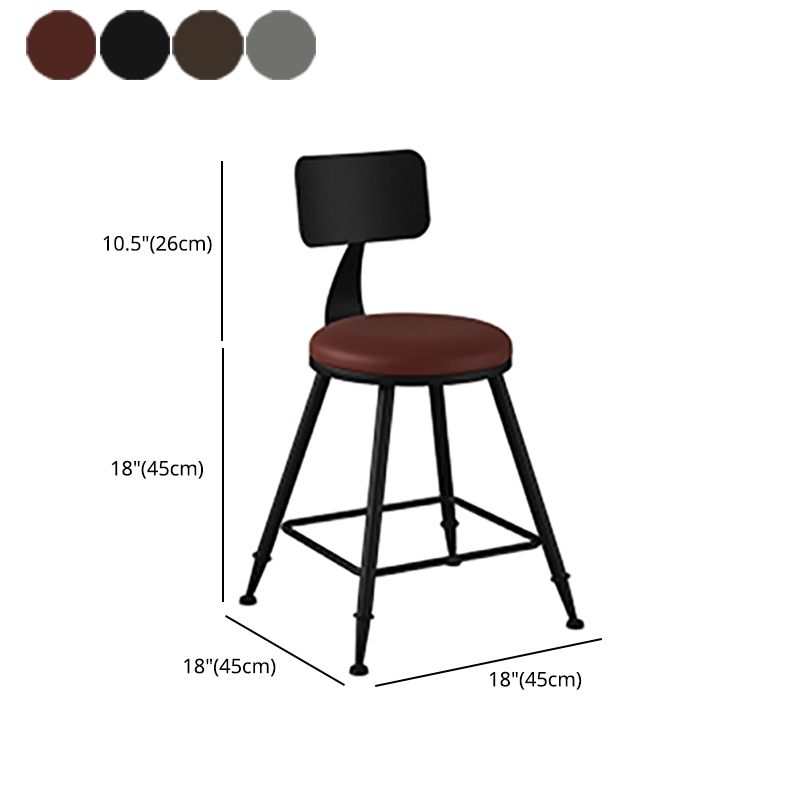 Industrial Armless Backrest Counter Stool Iron Bar Stool with Leather Cushion Clearhalo 'Bar Furniture' 'Bar Stools' 'bar_stools' 'furn' 'furn_bar_stools' 'furniture_bar_stools' 'Kitchen & Dining Furniture' 'kitchen&dining_furn' 'kitchen' 'kitchen_furn' Furniture' 1200x1200_5d3d80cb-7dac-42f6-a6a1-98da08f7bff6