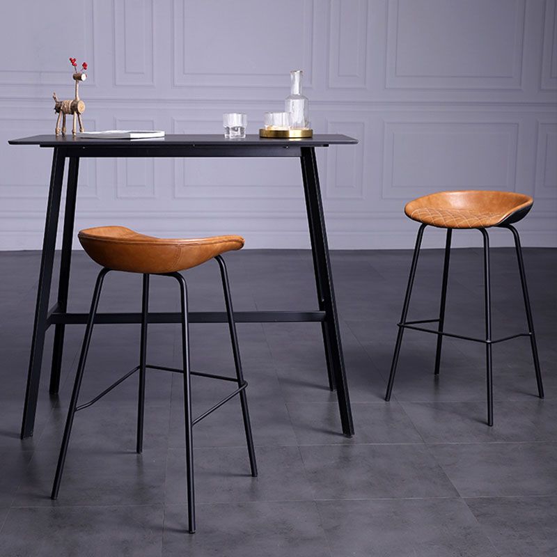 Leather Seat Barstool Industrial Metal Counter Stool with Low Back Clearhalo 'Bar Furniture' 'Bar Stools' 'bar_stools' 'furn' 'furn_bar_stools' 'furniture_bar_stools' 'Kitchen & Dining Furniture' 'kitchen&dining_furn' 'kitchen' 'kitchen_furn' Furniture' 1200x1200_5d3eb6cd-74a8-4792-9767-e46443614797