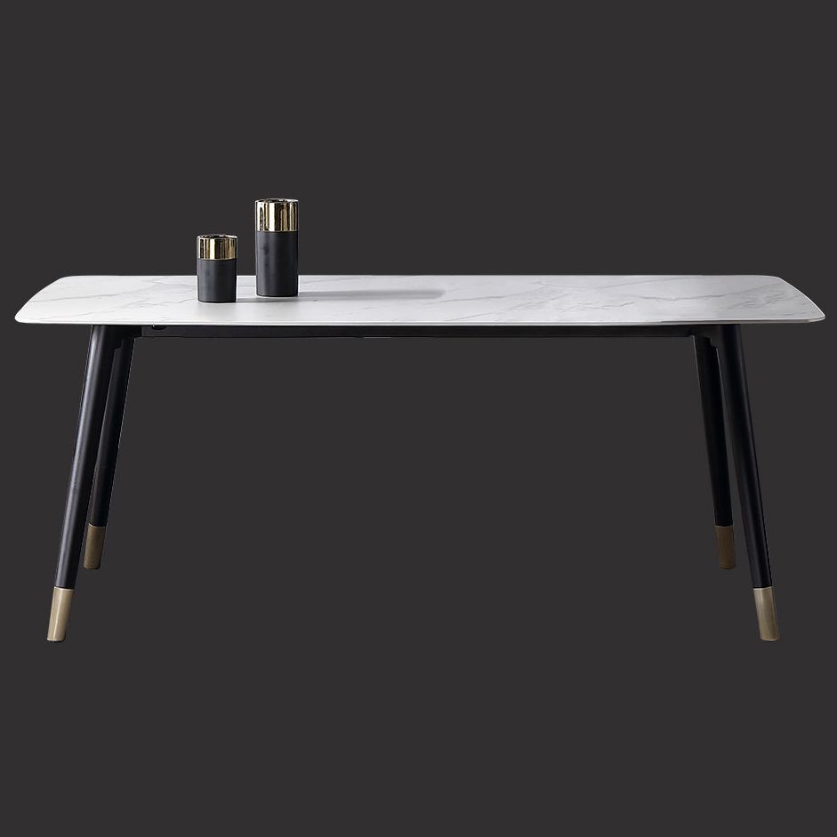 Traditional Luxury Dining Table Rectangle Sintered Stone 4 Legs Dining Table with Black Frame Clearhalo ' dining_table' 'Dining Tables & Seating' 'Dining Tables' 'furn' 'furn_dining_table' 'Furniture' 'furniture_dining_table' 'Kitchen & Dining Furniture' 'kitchen&dining_furn' 'kitchen' 'kitchen_dining_table' 1200x1200_5d3f53d4-61b9-4201-a645-659d27b2d362
