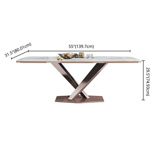 Minimalist Rectangle Sintered Stone Dining Table of 5/7 with Pedestal Base Dining Set for Restaurant Clearhalo 'Dining Room Sets' 'Dining Tables & Seating' 'dining_room_set' 'furn' 'furn_dining_room_set' 'Furniture' 'furniture_dining_room_set' 'Kitchen & Dining Furniture' 'kitchen&dining_furn' 'kitchen' 1200x1200_5d3fd3e1-b6ab-4413-a91e-7af55a14bd59
