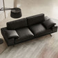 Leather Sofa in Black Stain Resistant Living Room Seating with Pillows