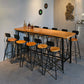Mesa de bar con caballete rectangular para interiores industriales en metal y madera