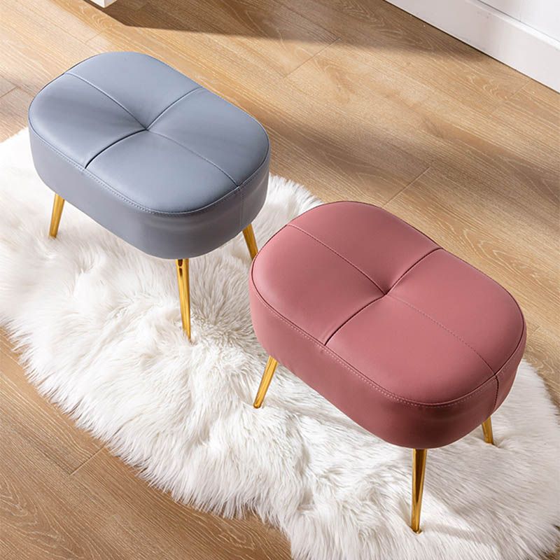 Glam Oval Seating Bench Cushioned Backless Entryway and Bedroom Bench