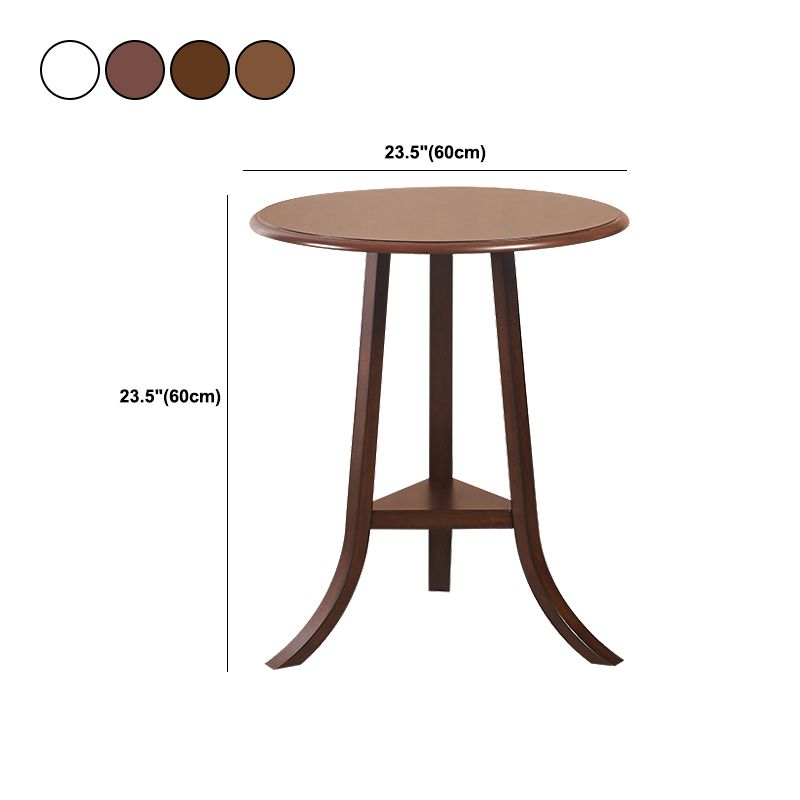 Traditionele houten ronde bovenkant bijzettafel 3 benen eindtafel met plank