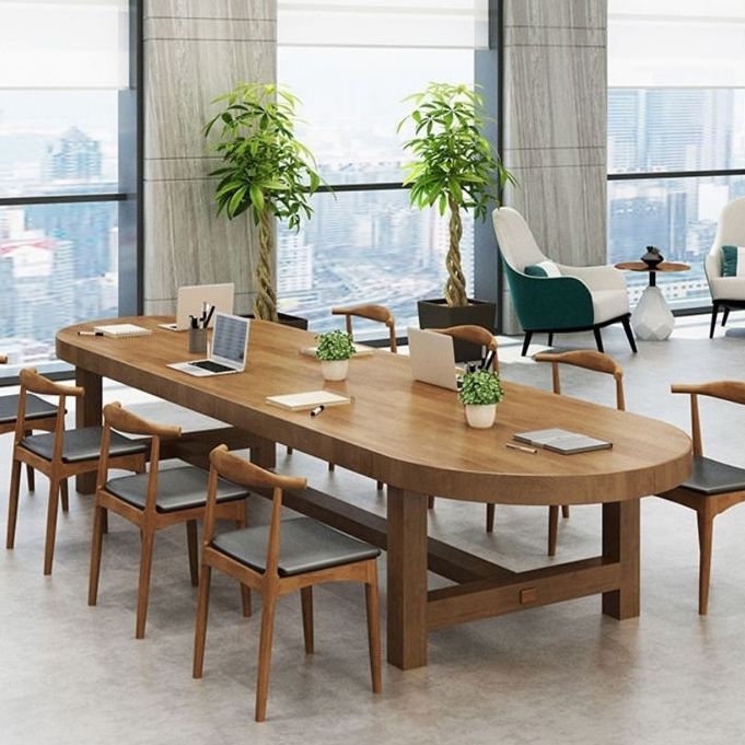 Moderner Oval Desk Konferenztisch Office Holzschreiber ohne Stuhl ohne Stuhl