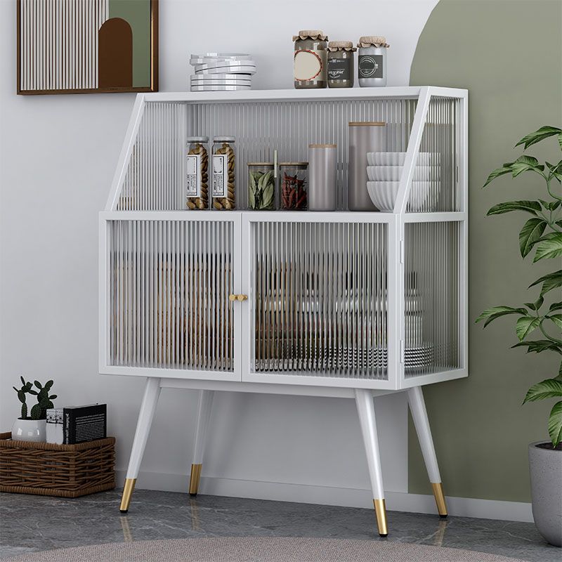 Matte Finish Glam Dining Server Kitchen Sideboard with Glass Doors Clearhalo 'buffet_sideboard' 'Buffets & Sideboards' 'furn' 'furn_buffet_sideboard' 'Furniture' 'Kitchen & Dining Furniture' 1200x1200_5d449eb2-fd76-4523-a629-3f39276329f3