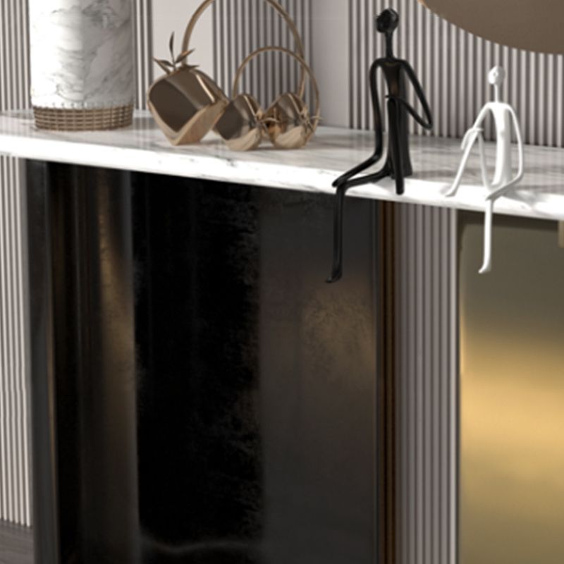 Modern Oval Console Table Metal Console Sofa Table in Black and Gold Clearhalo 'Console Tables' 'console_tables' 'Entry & Mudroom Furniture' 'furn' 'furn_console_tables' 'Furniture' 1200x1200_5d469c9a-7d2b-4591-a23a-ecd2aed26aac