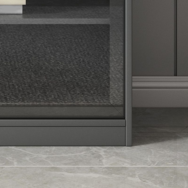 Faux Wood Modern Storage Cabinet Glass Sliding Doors Display Cabinet for Living Room Clearhalo 'Display & China Cabinets' 'display_china_cabinets' 'furn' 'furn_display_china_cabinets' 'Furniture' 'Kitchen & Dining Furniture' 1200x1200_5d4a2580-c084-4fb6-b3a3-769ba93fbee2