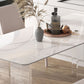Modern White Stone Table Rectangle Dining Room Table for Kitchen