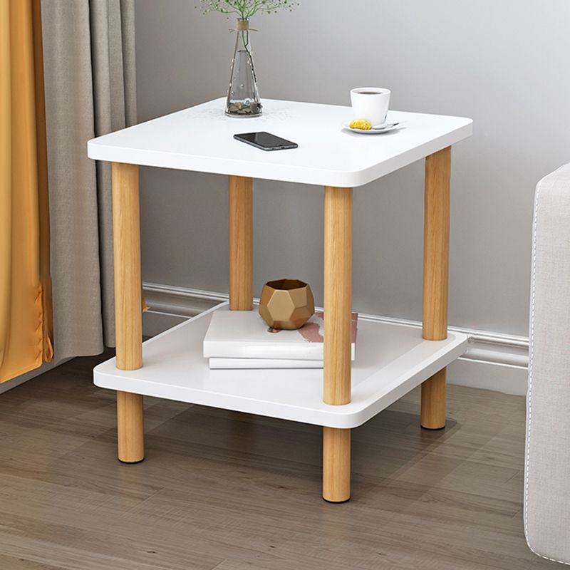 Contemporary Wooden Living Room Side Table 2-Tier with Storage