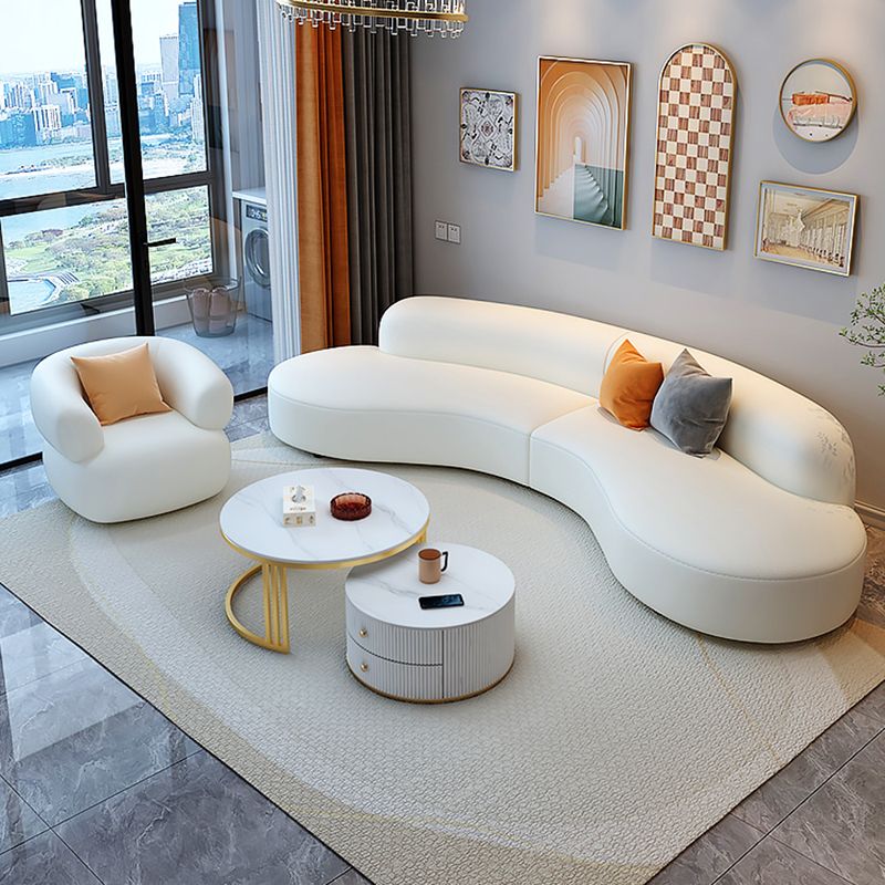 Sofa sectionnel des sections blanches résistantes aux taches pour le salon