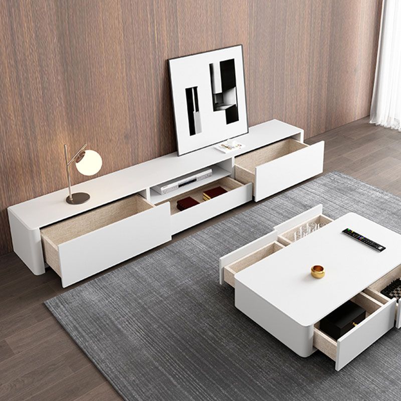 Contemporary TV Console White Wooden TV Media Stand for Living Room Clearhalo 'furn' 'furn_tv_stands_entertainment_centers' 'Furniture' 'Living Room Furniture' 'TV Stands & Entertainment Centers' 'TV Stands & Media Storage Furniture' 'tv_stands_entertainment_centers' 1200x1200_5d4cd7ab-7822-4969-9937-0a8457b767e8