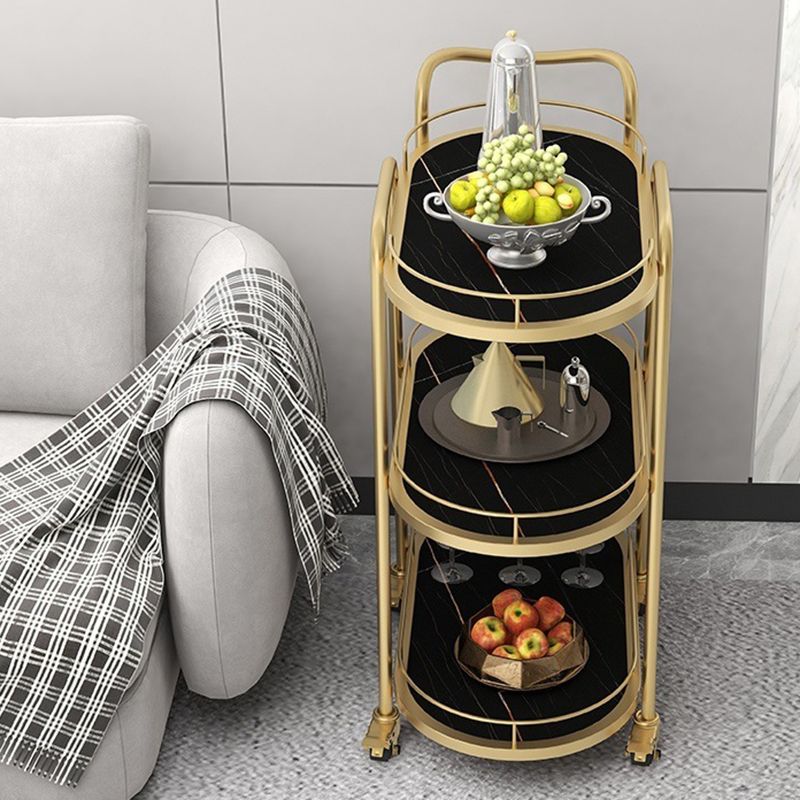 Hedendaagse ovale metalen prep Tabel 26.77 "W rollende voorbereidingstafel voor eetkamer