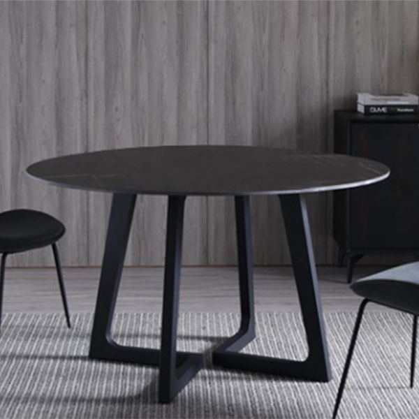 Metal and Stone Table Glam Style Simple Home Black Round Dining Table Clearhalo 'Dining Tables & Seating' 'Dining Tables' 'dining_table' 'furn' 'furn_dining_table' 'Furniture' 'Kitchen & Dining Furniture' 1200x1200_5d4d87d7-951d-4927-93f9-a0b4b0f47c74