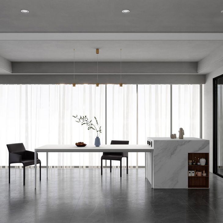 Metal Contemporary Rectangular Dining Table High Gloss White Sintered Stone Table with Metal Legs Clearhalo ' dining_table' 'Dining Tables & Seating' 'Dining Tables' 'Furniture' 'furniture_dining_table' 'Kitchen & Dining Furniture' 'kitchen&dining_furn' 'kitchen' 'kitchen_dining_table' 1200x1200_5d4f2732-d071-4e15-928e-41f030b33a69