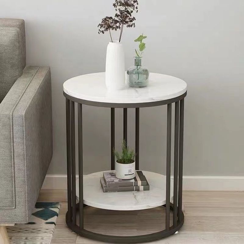Frame Base Design Gold/ Black Metal Slate Top White Rectangular Side Table Clearhalo 'Coffee & Accent Tables' 'End & Side Tables' 'end_side_tables' 'furn' 'furn_end_side_tables' 'Furniture' 'Living Room Furniture' 1200x1200_5d50c3ba-3a55-43ff-a696-642ee6cbb3a1